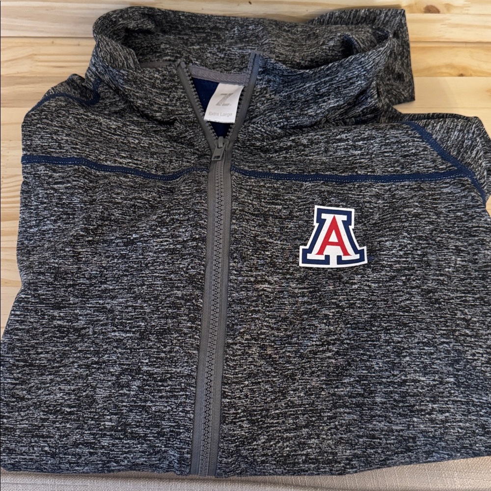 Gray Full-Zip Hoodie with Logo